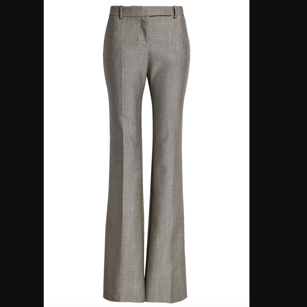 Alexander McQueen Tailored Narrow Wool Mohair Bootcut Gray Trouser Size 36